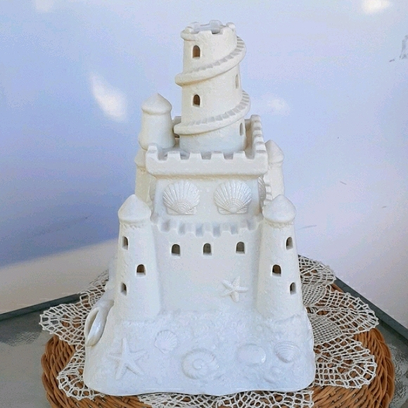 👉*VINTAGE* PARTYLITE SANDCASTLE TEALIGHT HOUSE ~RETIRED ~SEASHELLS OCEAN BEACH - Picture 4 of 7